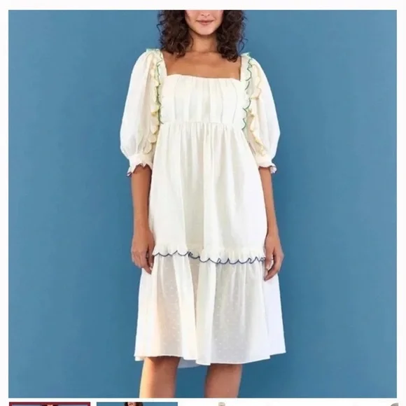 farm rio puff sleeve midi dress Multicolor Banana Foliage Puff Sleeve Midi Dress  FARM Rio